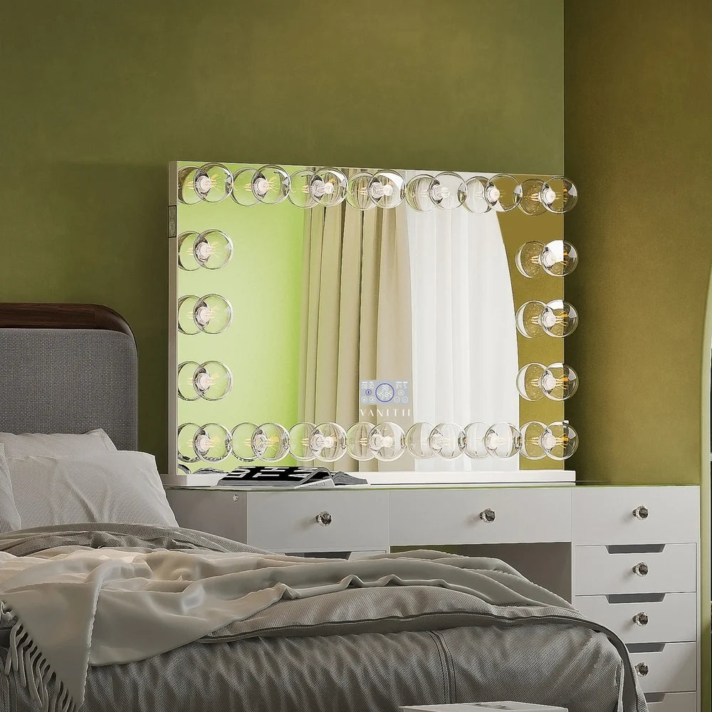 LUXE Katy Hollywood Vanity Mirror with Clear LED Bulbs and Bluetooth Speaker