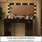 47.5" Vanity Desk with Mirror, LED Lights, and Storage