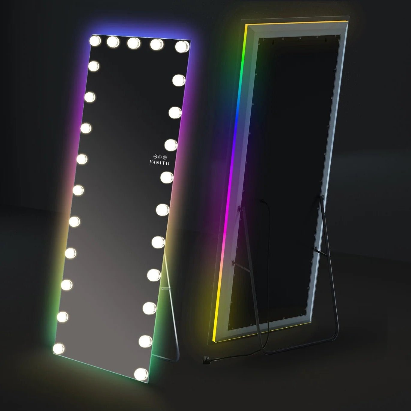 LUXE Hollywood Vanity Mirror - Full Length with 22 or 25 Dimmable LED Bulbs & RGB