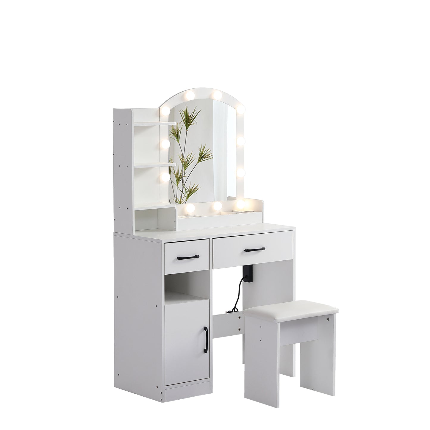 Elegant White Vanity Desk with Mirror, Storage & Drawers | Perfect Makeup Station