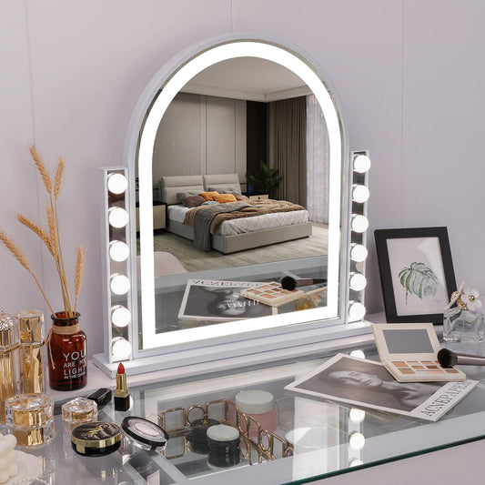 LUXE Scarlett Arch Hollywood Vanity Mirror with LED Lights and 10X Magnification