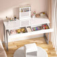 Modern Makeup Vanity Table with 2 Glossy Drawers and Adjustable Metal Legs