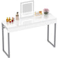 Modern Makeup Vanity Table with 2 Glossy Drawers and Adjustable Metal Legs