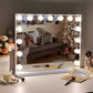 LUXE Large Hollywood Vanity Mirror with Bluetooth - 15 Dimmable LED Bulbs & USB Charging Port