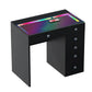 LUXE Vanity Desk with 6 Storage Drawers, LED Light Strip, and USB Charging Port