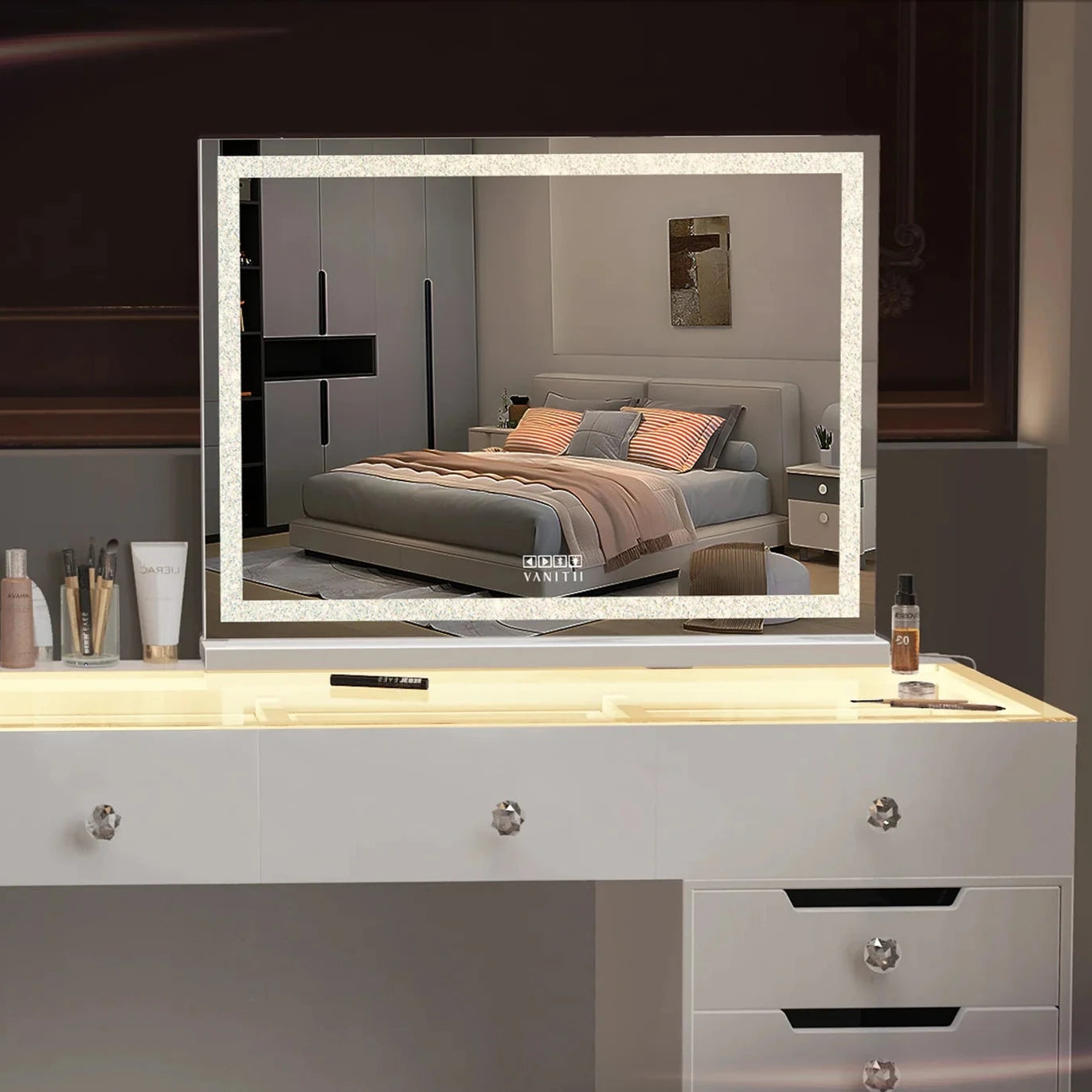 LUXE Crystal LED Vanity Mirror with Bluetooth