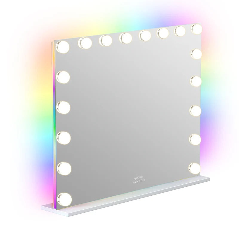 LUXE Hollywood Glow Vanity Mirror with RGB - 18 Dimmable LED Bulbs & Smart Touch Control