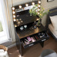 Mirrored Vanity Table with 12 LED Lights and Charging Station