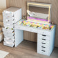 Makeup Vanity Storage Unit with 9 Drawers, LED Light Strip, and Crystal Lux Knobs