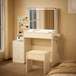 Vanity Table with LED Mirror, Adjustable Lighting, Storage, and Stool