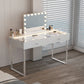 LUXE Vanity Desk Pro with Adjustable LED Light Strip and Glass Top - 2 Drawer