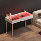 LUXE Vanity Desk Pro with Adjustable LED Light Strip and Glass Top - 2 Drawer