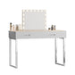 LUXE Vanity Desk Pro with Adjustable LED Light Strip and Glass Top - 2 Drawer