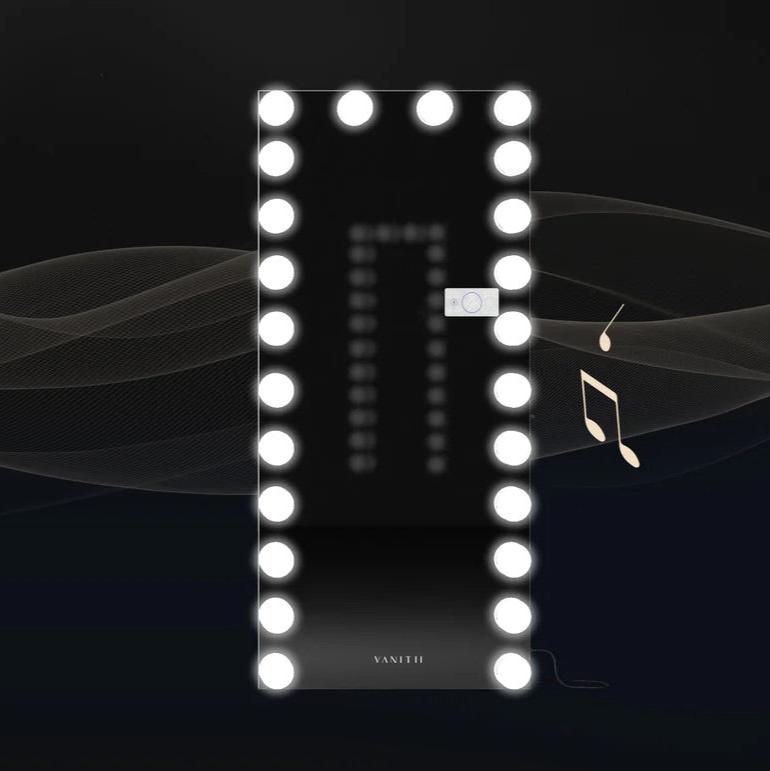 LUXE Monroe Hollywood Full Length Mirror with 24 Dimmable LED Bulbs & Bluetooth