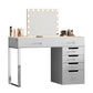 Vanity Desk Pro with 6 Drawers, Glass Top, and Diamond Knobs