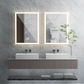 Bathroom Mirror Cabinet Rectangle LED Light Wall Medicine Cabinet with Time Digital Display