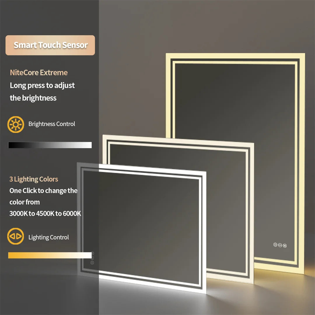 LED Backlight Bathroom Mirror with Anti-Fog and Dimmable Lights