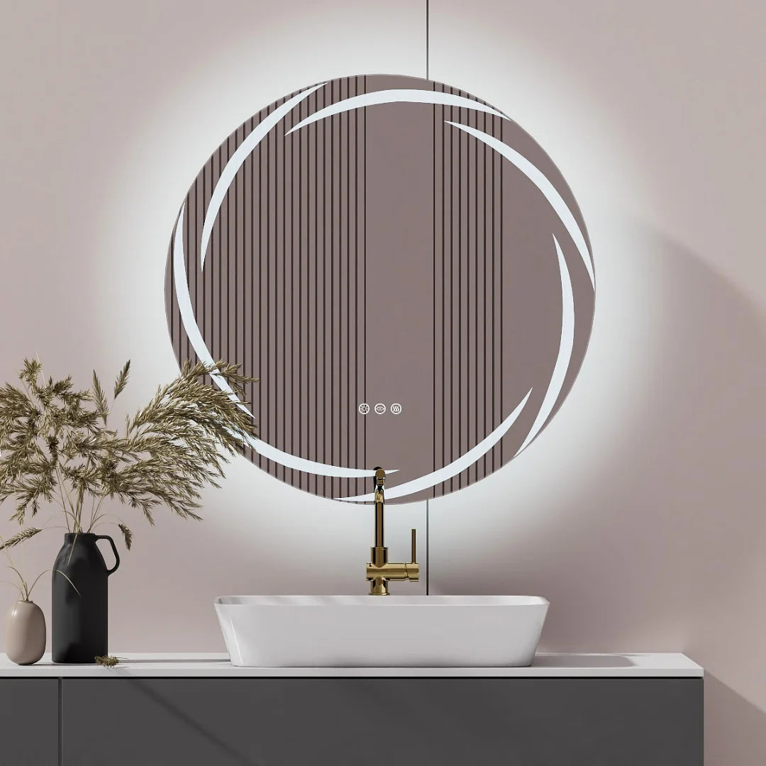 Bathroom Wall Mirror with Light Circle Backlit LED Bath Vanity Mirror Defog, 24 Inch