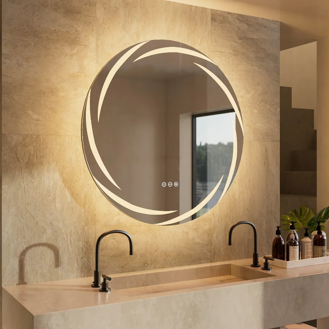 Bathroom Wall Mirror with Light Circle Backlit LED Bath Vanity Mirror Defog, 24 Inch