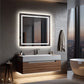 Square Illuminated Bathroom Mirror with Dimmable LED Lights & Anti-Fog