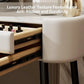 Luxury Solid Wood Vanity Desk with Sintered Marble Top, 6 Drawers, and LED Mirror