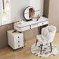 Luxury Solid Wood Vanity Desk with Sintered Marble Top, 6 Drawers, and LED Mirror