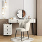 Luxury Solid Wood Vanity Desk with Sintered Marble Top, 6 Drawers, and LED Mirror