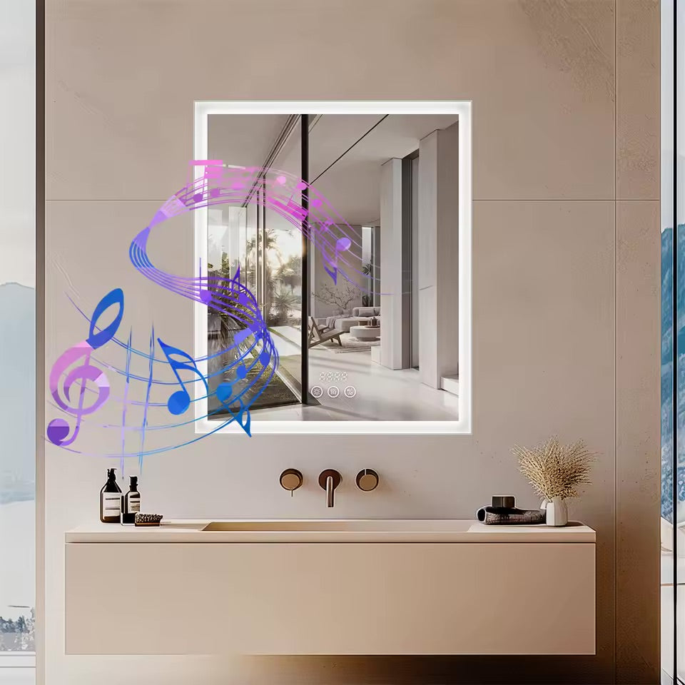 LED Bathroom Mirror Cabinet with Bluetooth, Anti-Fog, and Storage