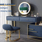 Vanity Desk with Adjustable LED Mirror, 4 Drawers, and Stool