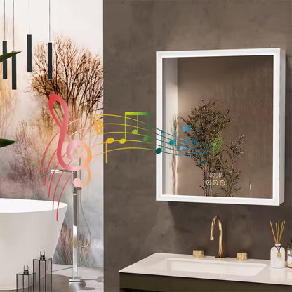 LED Bathroom Mirror Cabinet with Bluetooth, Anti-Fog, and Storage