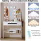 Modern Vanity Desk with Lighted LED Mirror and Comprehensive Storage Features