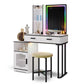 LED Vanity Makeup Table Set with Smart 7-Color Light and Charging Station