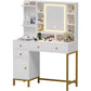 Makeup Vanity with Dimmable LED Mirror with Lights and Charging Station