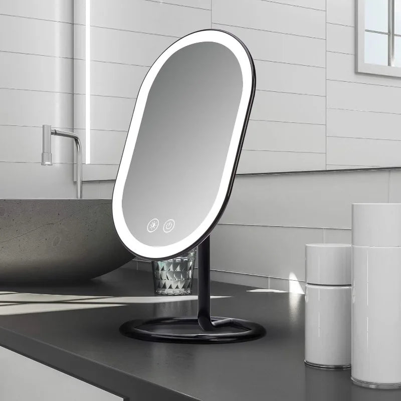 Vanity Makeup Mirror, Rechargeable with 3 Dimmable Light Settings and Dual Magnification