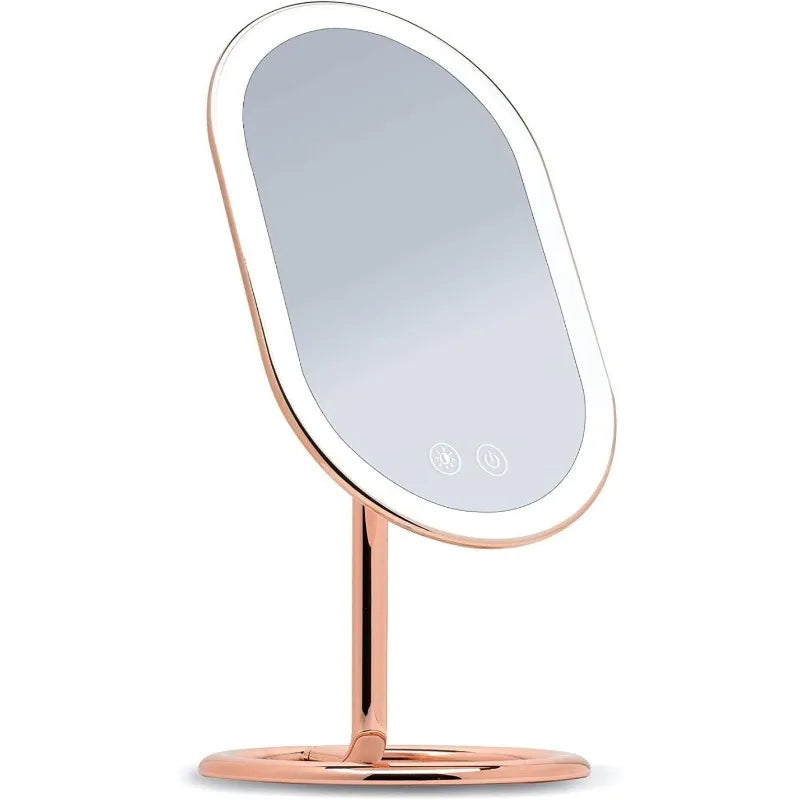 Vanity Makeup Mirror, Rechargeable with 3 Dimmable Light Settings and Dual Magnification