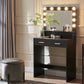 Mirrored Vanity Table with 12 LED Lights and Charging Station