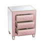 Velvet Bedside Table with 3 Drawers and Crystal Handles