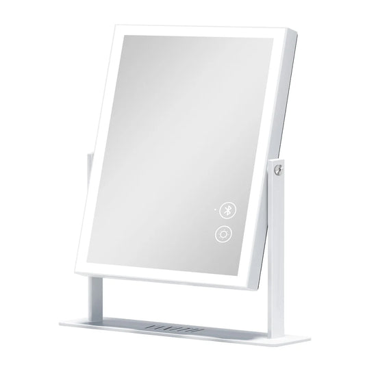 Portable LED Strip Mirror with Wireless Charging, Bluetooth Speaker, and 3 Light Modes