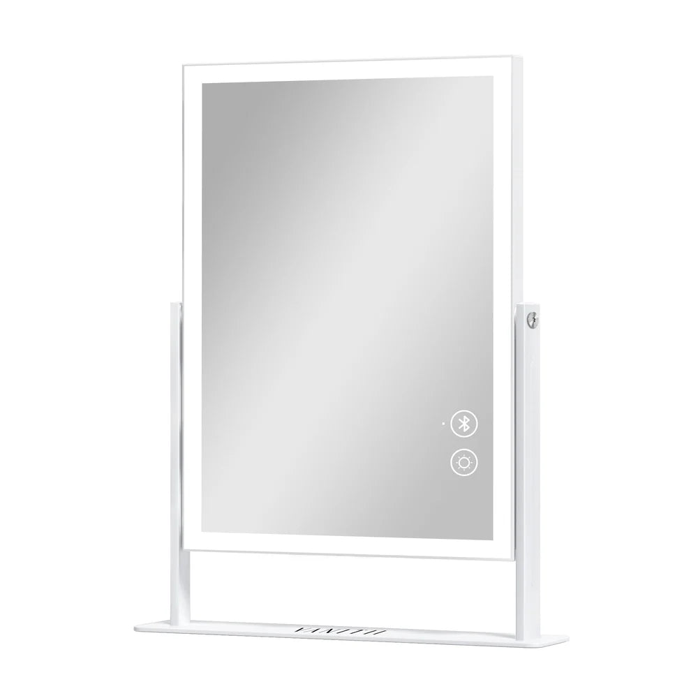 Portable LED Strip Mirror with Wireless Charging, Bluetooth Speaker, and 3 Light Modes