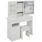 Vanity Desk with LED Lighted Mirror, Sliding Storage, and Stool