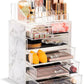 Clear Acrylic Cosmetic Organizer with Removable Top Compartment for Makeup and Jewelry Storage