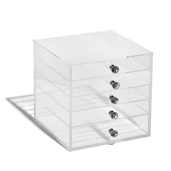 Glamourebox 5 Drawer Cosmetic Cube Organizer Storage Case With Dividers Clear  Acrylic A5R 